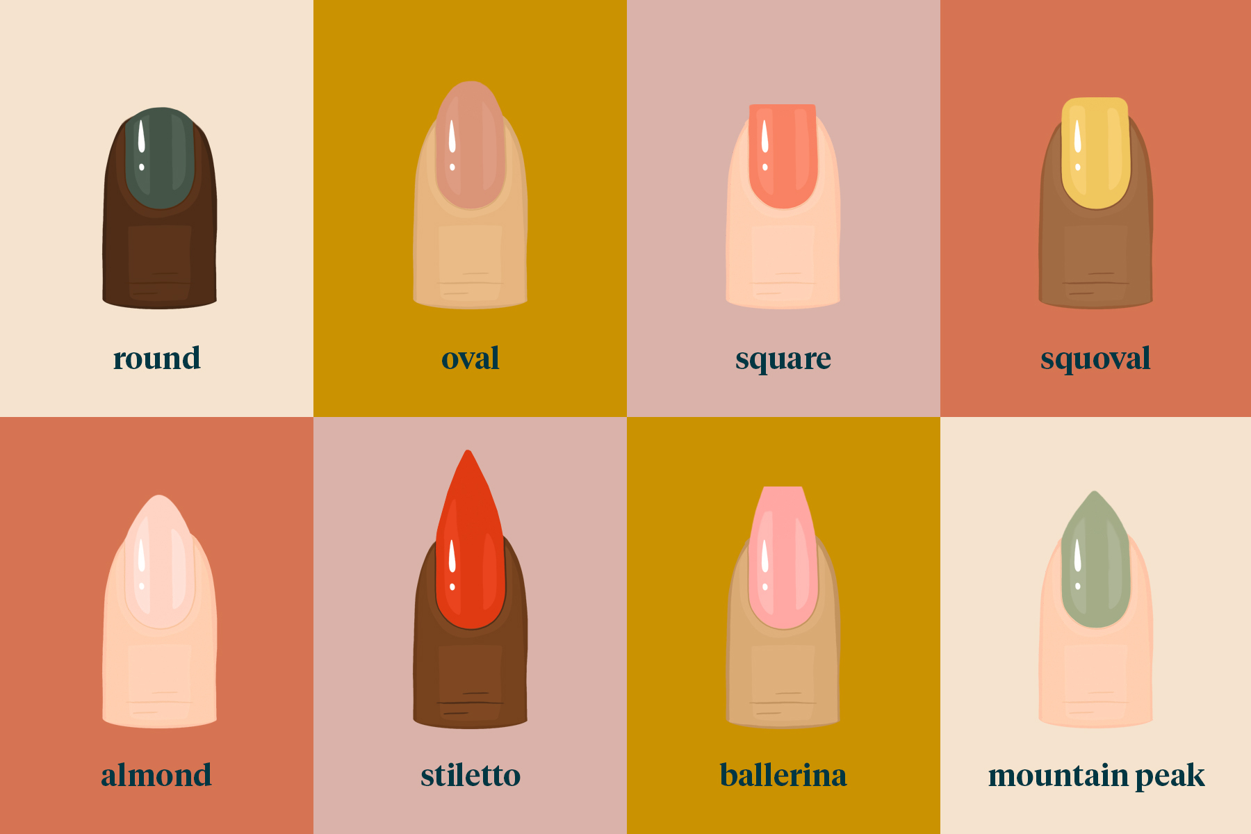 Different fashion nail shapes | Nail shapes, Fashion nails, Types of nails  shapes